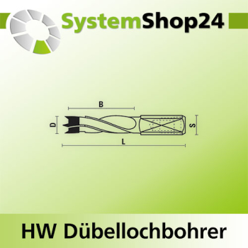 KLEIN HW Dübellochbohrer "Standard"-Serie S8X20mm D9mm B30mm L55,5mm RH Z2