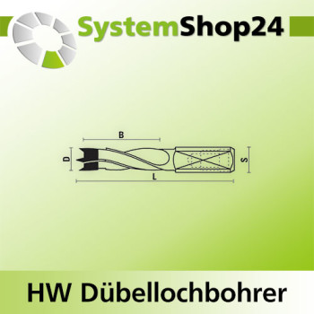 KLEIN HW Dübellochbohrer "Standard"-Serie S10X20mm D9,5mm B30mm L57,5mm RH Z2