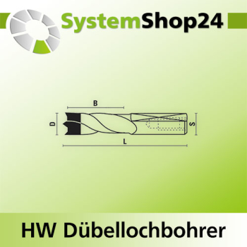 KLEIN HW Dübellochbohrer "Standard"-Serie S10x27mm D4,5mm B27mm L57,5mm RH Z2