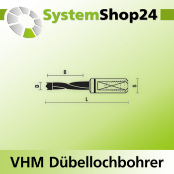 KLEIN VHM Dübellochbohrer "Extra Time"-Serie S10X27mm D6mm B23mm L57,5mm RH Z2