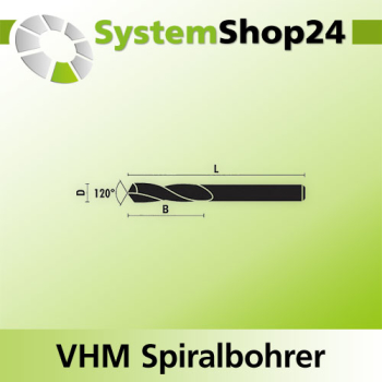 KLEIN VHM Spiralbohrer S2,5mm B22mm L55mm RH Z2
