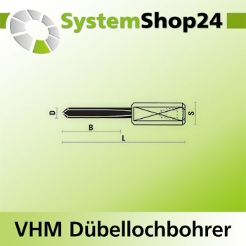 KLEIN VHM Dübellochbohrer S10x33mm D2,5mm B15mm L57,5mm Z1