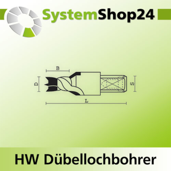 KLEIN HW Dübellochbohrer mit Senker S10x20mm D10mm B15mm L57,5mm LH Z2