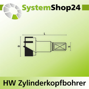 KLEIN HW Zylinderkopfbohrer S10X26mm D15mm L57mm LH Z2+2