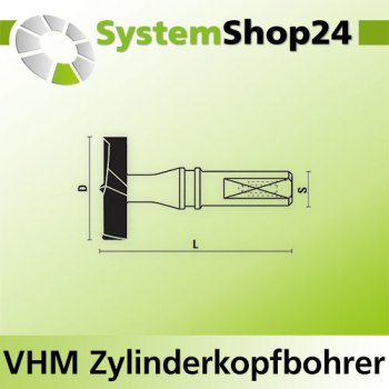 KLEIN VHM Zylinderkopfbohrer S10x26mm D25mm L70mm RH Z2+2