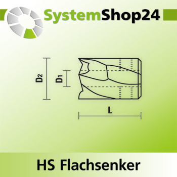 KLEIN HS Flachsenker Z2 D1 5mm D2 15mm L22mm Rotation RH