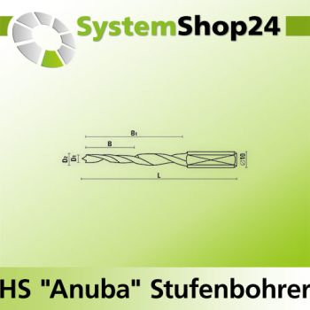 KLEIN HS "Anuba" Stufenbohrer Z2 Nr. 14 D1 5,5mm D2 7mm B15mm B1 55mm L90mm Rotation RH