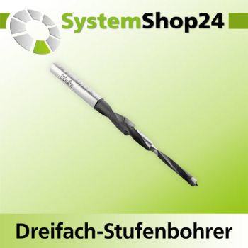KLEIN HW "Anuba" Dreifach-Stufenbohrer Z2 S10x50mm D1 5,5mm D2 7,3mm D3 10mm B35mm B1 56mm L138mm Material HW Rotation RH
