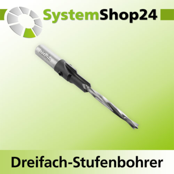 KLEIN Verstellbarer HW Dreifach-Stufenbohrer Z2 S10mm D1 5mm D2 8,5mm D3 11,5mm B25mm L100mm Rotation RH