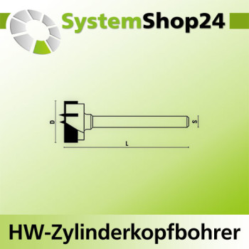 KLEIN HW Zylinderkopfbohrer Z2+2 S10x100mm D22mm L120mm Rotation RH