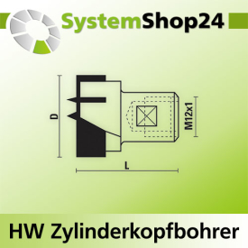 KLEIN Auswechselbarer HW Zylinderkopfbohrer Z2+2 S...