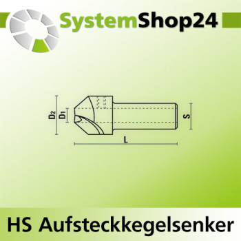 KLEIN HS Aufsteckkegelsenker Z2 S10x25mm D1 3mm D2 15mm L40mm Rotation RH