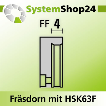 KLEIN Fräsdorn mit HSK63F - Aufnahme A33mm D30mm D1 63mm L90mm mit Endkappe FP - Z092.002.R