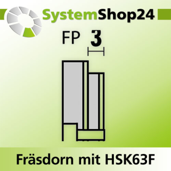 KLEIN Fräsdorn mit HSK63F - Aufnahme A33mm D40mm D1 63mm L100mm mit Endkappe FP - Z092.006.R