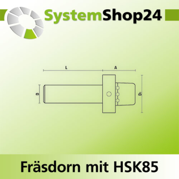 KLEIN Fräsdorn mit HSK85 - Aufnahme A58mm D30mm D1 85mm L230mm mit Endkappe FP - Z092.002.R