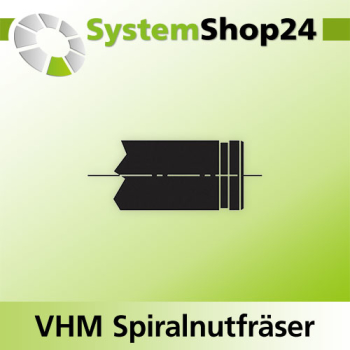 KLEIN VHM Schlichtfräser mit Spiralnut Rechtslauf RL / Rechtsdrall - RD Positive Spirale - Up Cut D4mm B12mm L50mm Z1