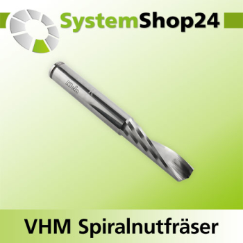 KLEIN VHM Schlichtfräser mit Spiralnut Rechtslauf RL / Rechtsdrall - RD Positive Spirale - Up Cut D6,4mm B28mm L60mm Z1