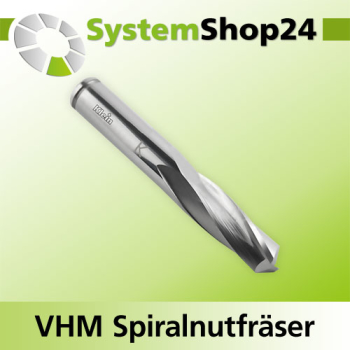 KLEIN VHM Schlichtfräser mit Spiralnut Rechtslauf RL / Rechtsdrall - RD Positive Spirale - Up Cut D8mm B35mm L80mm Z2