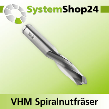 KLEIN VHM Schlichtfräser mit Spiralnut Linkslauf LL / Linksdrall - LD Positive Spirale - Up Cut D14mm B55mm L110mm Z2