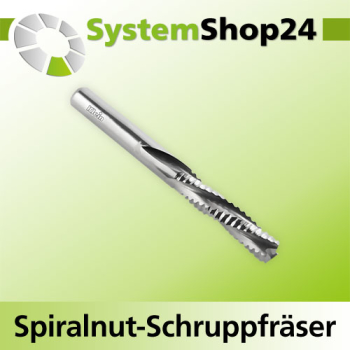 KLEIN VHM Spiralnut-Schruppfräser Rechtslauf RL / Linksdrall - LD Negative Spirale - Down Cut D12mm B35mm L83mm Z3