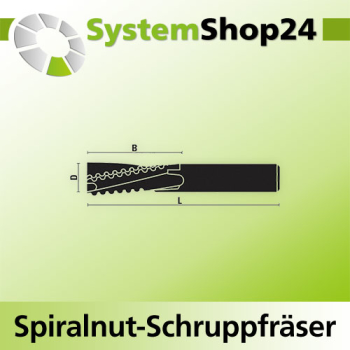 KLEIN VHM Spiralnut-Schruppfräser Linkslauf LL / Linksdrall - LD Positive Spirale - Up Cut D25mm B155mm L220mm Z3