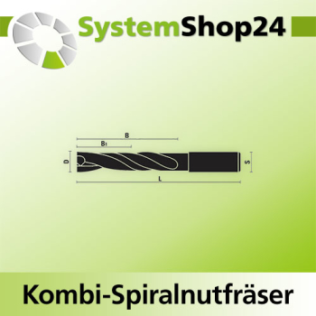 KLEIN VHM Schlosskastenfräser Negative Spirale - Down-Cut RL S16x45mm D16mm B100mm B1 50mm L150mm Z3