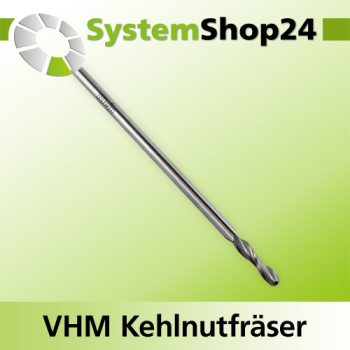 KLEIN VHM Kehlnutfräser Positive Spirale - Rechtsdrall - Up-Cut D3mm R1,5mm B12mm L50mm Z2 RH