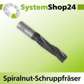 KLEIN VHM Spiralnut-Schruppfräser KleinDIA Linkslauf LL / Linksdrall - LD Positive Spirale - Up Cut D12mm B35mm L80mm Z3