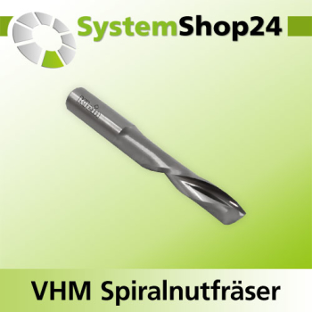 KLEIN VHM Schlichtfräser mit Spiralnut Rechtslauf RL / Linksdrall - LD Negative Spirale - Down Cut Z1 S5mm D5mm B25mm L60mm