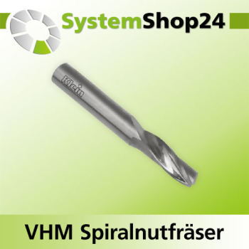 KLEIN VHM Schlichtfräser mit Spiralnut Rechtslauf RL / Rechtsdrall - RD Positive Spirale - Up Cut S6mm D3mm B12mm L60mm Z1