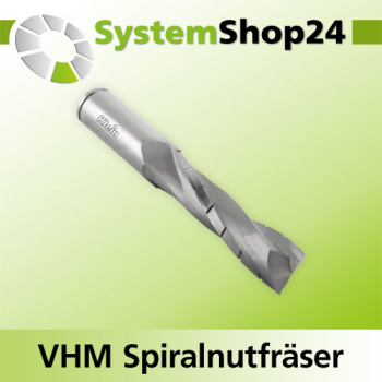KLEIN VHM Schruppfräser mit Spiralnut Rechtslauf RL / Rechtsdrall - RD Positive Spirale - Up Cut Z2 S16mm D16mm B42mm L100mm