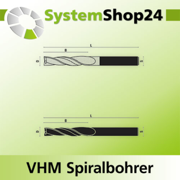 KLEIN VHM Spiralbohrer für Metall Z2 S8mm D8mm B45mm L100mm RH