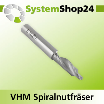 KLEIN VHM Schlichtfräser mit Spiralnut Rechtslauf RL / Rechtsdrall - RD Positive Spirale - Up Cut Z1 S8mm D8mm d3mm B5mm L80mm I30mm