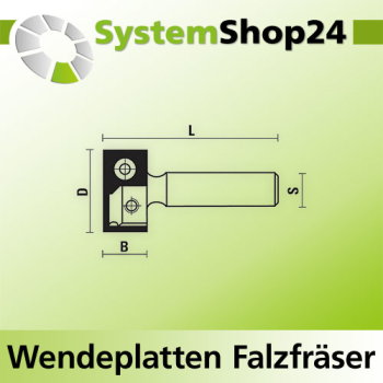 KLEIN Falzfräser mit HW-Wendeplatten Z2 S6mm D19mm B12mm L55mm