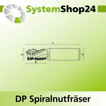 KLEIN DP Spiralnutfräser mit diamantbesetzten Schneiden S20x50mm D25mm B30mm L88mm Zähne Nr.11 Z3+3