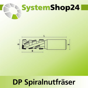 KLEIN DP Spiralnutfräser mit diamantbesetzten Schneiden S16x45mm D16mm B25mm L85mm Z6+1 RH