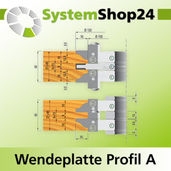 KLEIN HW-Wendeplatte Profil A1 für Variabler Profilfräskopf