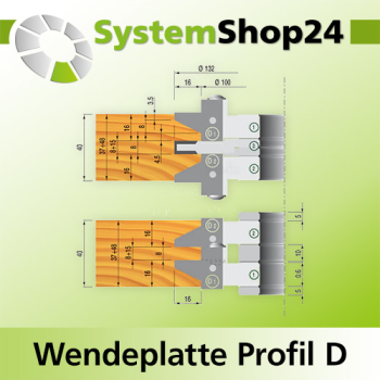 KLEIN HW-Wendeplatte Profil D2 für Variabler Profilfräskopf