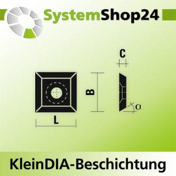 KLEIN HW-Wendeplatte Standard mit KleinDIA-Beschichtung HC05 L10,5mm B10,5mm D1,5mm 35° Z4 Zeichnung 1