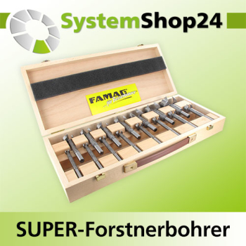 FAMAG SUPER-Forstnerbohrer Classic 8-teiliger Satz im Holzkasten 15, 20, 25, 30, 35, 40, 45, 50mm