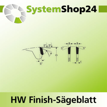 KLEIN HW Finish-Sägeblatt für Spanplatten D500mm d30mm B/c 4,6/3,2mm Z72 PH01+Schelling