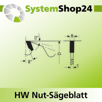 KLEIN HW Nut-Sägeblatt D125mm d30mm B/c 7,0/6,0mm Z12