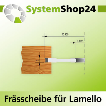 KLEIN HW Frässcheibe für Lamello Flachdübel mit Wendeplatten D100mm d22mm B4mm Z4 V4