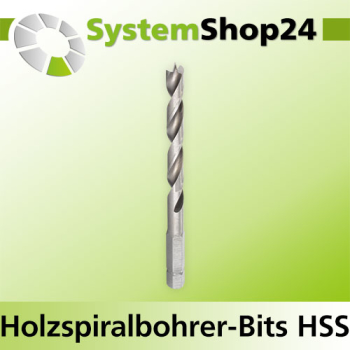 FAMAG Holzspiralbohrer-Bits lang HSS-G A3,0mm SC6,3mm GL70mm NL45mm