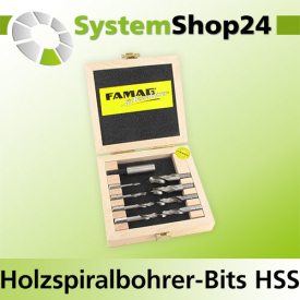 FAMAG Holzspiralbohrer-Bits kurz HSS-G 9 -teilig im...