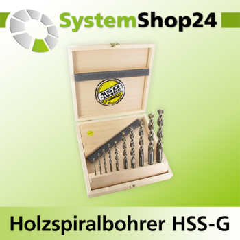 FAMAG Holzspiralbohrer HSS-G 10-teilig im Holzkasten 3, 4, 5, 6, 8, 10, 12, 13, 14, 16mm