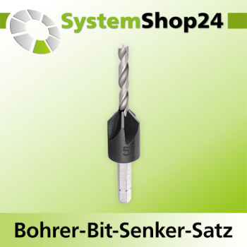 FAMAG Bohrer-Bit-Senker-Satz mit HSS-Bohrer A8mm SC6,4mm GL117mm NL67mm
