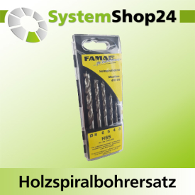 FAMAG Holzspiralbohrersatz 5-teilig, D3, 4, 5, 6, 8mm HSS...