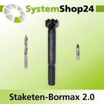 FAMAG Staketen-Bormax 2.0 WS Set 9-teilig mit Zentrierspitze, Vorbohrer + Verlängerung