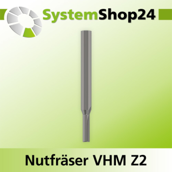 Systemshop24 VHM Nutfräser Z2 S6,35mm / 1/4" D3,17mm / 1/8" AL12,7mm / 1/2" GL50,8mm / 2"